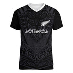 Custom Aotearoa Rugby Women V-Neck T-Shirt The Blacks-Sporty T90 Style - Aussie Hoodie