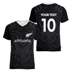 Custom Aotearoa Rugby Women V-Neck T-Shirt The Blacks-Sporty T90 Style - Aussie Hoodie