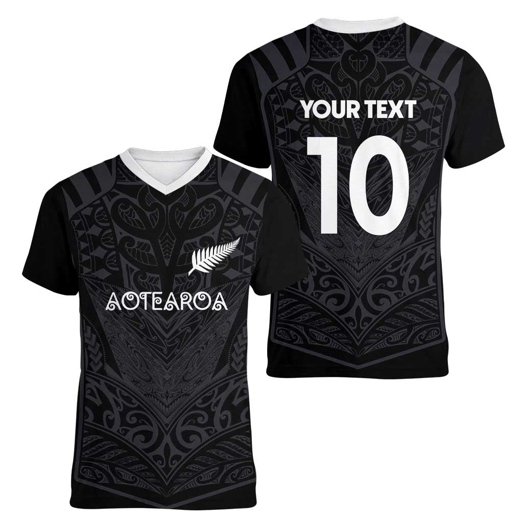 Custom Aotearoa Rugby Women V-Neck T-Shirt The Blacks-Sporty T90 Style - Aussie Hoodie
