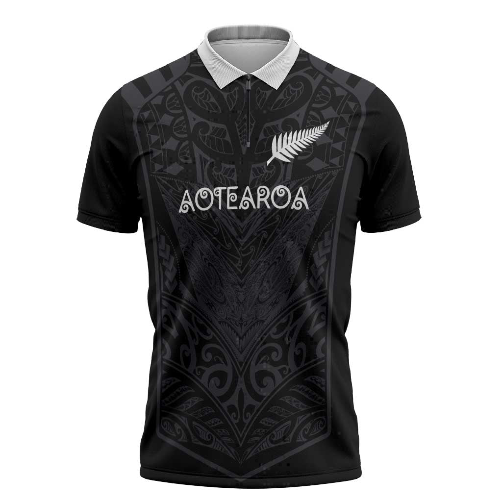 Custom Aotearoa Rugby Zipper Polo Shirt The Blacks-Sporty T90 Style - Aussie Hoodie