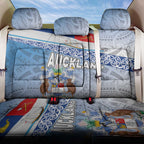 New Zealand Auckland Back Car Seat Cover Auckland's Flag and Coat of Arms - Koru Art Maori Pattern