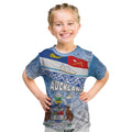 New Zealand Auckland Kid T Shirt Auckland's Flag and Coat of Arms - Koru Art Maori Pattern