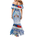 New Zealand Auckland Mermaid Dress Auckland's Flag and Coat of Arms - Koru Art Maori Pattern