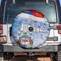 New Zealand Auckland Spare Tire Cover Auckland's Flag and Coat of Arms - Koru Art Maori Pattern