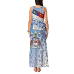 New Zealand Auckland Tank Maxi Dress Auckland's Flag and Coat of Arms - Koru Art Maori Pattern