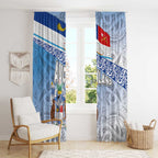 New Zealand Auckland Window Curtain Auckland's Flag and Coat of Arms - Koru Art Maori Pattern