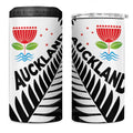 New Zealand Auckland 4 in 1 Can Cooler Tumbler Auckland's Emblem and Silver Ferns - Maori Art Tattoo