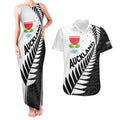 New Zealand Auckland Couples Matching Tank Maxi Dress and Hawaiian Shirt Auckland's Emblem and Silver Ferns - Maori Art Tattoo