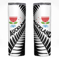 New Zealand Auckland Skinny Tumbler Auckland's Emblem and Silver Ferns - Maori Art Tattoo