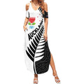 New Zealand Auckland Summer Maxi Dress Auckland's Emblem and Silver Ferns - Maori Art Tattoo