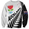 New Zealand Auckland Sweatshirt Auckland's Emblem and Silver Ferns - Maori Art Tattoo