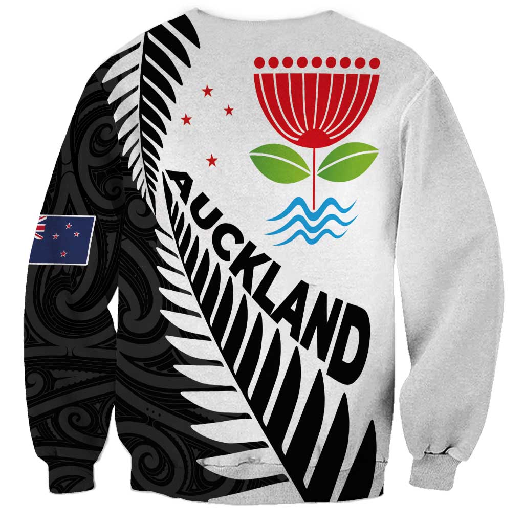 New Zealand Auckland Sweatshirt Auckland's Emblem and Silver Ferns - Maori Art Tattoo