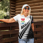 New Zealand Auckland Women Polo Shirt Auckland's Emblem and Silver Ferns - Maori Art Tattoo