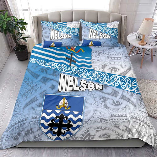 New Zealand Nelson Bedding Set Nelson's Flag and Seal - Maori Art Tattoo