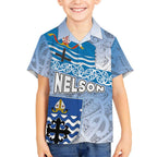 New Zealand Nelson Kid Hawaiian Shirt Nelson's Flag and Seal - Maori Art Tattoo