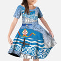 New Zealand Nelson Kid Short Sleeve Dress Nelson's Flag and Seal - Maori Art Tattoo