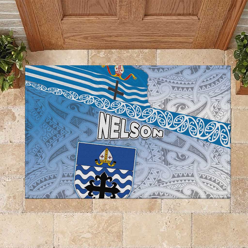 New Zealand Nelson Rubber Doormat Nelson's Flag and Seal - Maori Art Tattoo