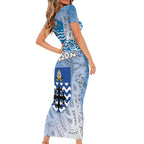 New Zealand Nelson Short Sleeve Bodycon Dress Nelson's Flag and Seal - Maori Art Tattoo