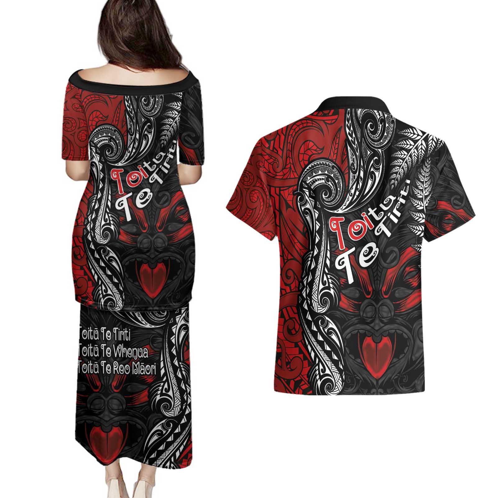 Aotearoa Toitu Te Tiriti Couples Matching Puletasi and Hawaiian Shirt New Zealand Honour the Treaty - Te Tiriti Is Us