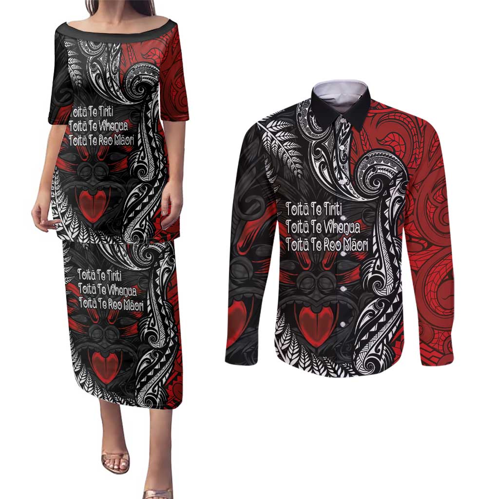Aotearoa Toitu Te Tiriti Couples Matching Puletasi and Long Sleeve Button Shirt New Zealand Honour the Treaty - Te Tiriti Is Us