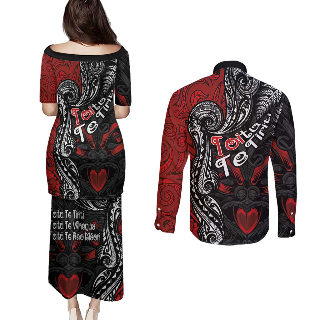Aotearoa Toitu Te Tiriti Couples Matching Puletasi and Long Sleeve Button Shirt New Zealand Honour the Treaty - Te Tiriti Is Us