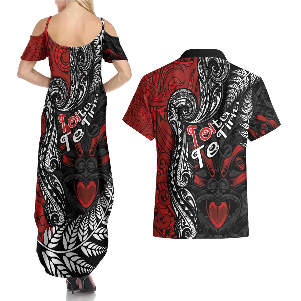 Aotearoa Toitu Te Tiriti Couples Matching Summer Maxi Dress and Hawaiian Shirt New Zealand Honour the Treaty - Te Tiriti Is Us