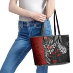 Aotearoa Toitu Te Tiriti Leather Tote Bag New Zealand Honour the Treaty - Te Tiriti Is Us