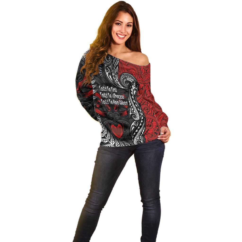 Aotearoa Toitu Te Tiriti Off Shoulder Sweater New Zealand Honour the Treaty - Te Tiriti Is Us