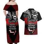 Aotearoa Toitu Te Tiriti Couples Matching Off Shoulder Maxi Dress and Hawaiian Shirt New Zealand Honour the Treaty - Fight Together