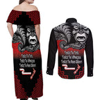 Aotearoa Toitu Te Tiriti Couples Matching Off Shoulder Maxi Dress and Long Sleeve Button Shirt New Zealand Honour the Treaty - Fight Together