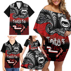Aotearoa Toitu Te Tiriti Family Matching Off Shoulder Short Dress and Hawaiian Shirt New Zealand Honour the Treaty - Fight Together