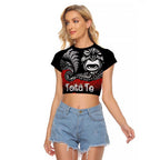 Aotearoa Toitu Te Tiriti Raglan Cropped T Shirt New Zealand Honour the Treaty - Fight Together