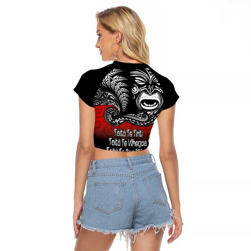 Aotearoa Toitu Te Tiriti Raglan Cropped T Shirt New Zealand Honour the Treaty - Fight Together