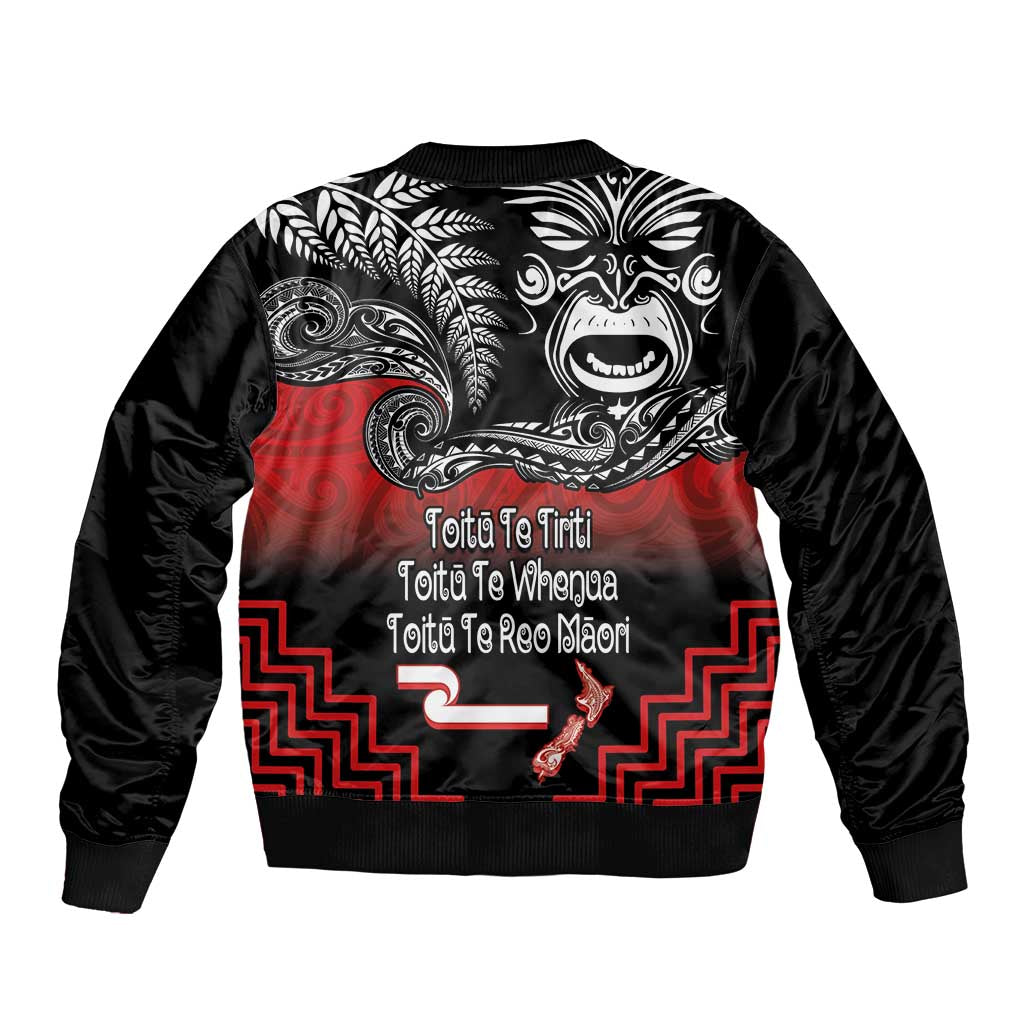 Aotearoa Toitu Te Tiriti Sleeve Zip Bomber Jacket New Zealand Honour the Treaty - Fight Together