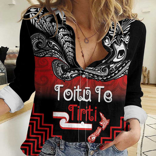 Aotearoa Toitu Te Tiriti Women Casual Shirt New Zealand Honour the Treaty - Fight Together