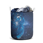 Aotearoa New Zealand New Year Laundry Basket Tribal Koru Tattoo Blue Galaxy Maori Silver Fern