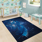 Aotearoa New Zealand New Year Area Rug Tribal Koru Tattoo Blue Galaxy Maori Silver Fern
