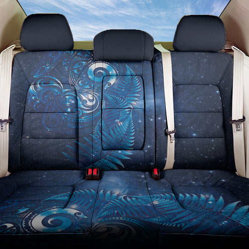Aotearoa New Zealand New Year Back Car Seat Cover Tribal Koru Tattoo Blue Galaxy Maori Silver Fern