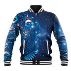 Aotearoa New Zealand New Year Baseball Jacket Tribal Koru Tattoo Blue Galaxy Maori Silver Fern