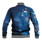 Aotearoa New Zealand New Year Baseball Jacket Tribal Koru Tattoo Blue Galaxy Maori Silver Fern