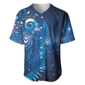 Aotearoa New Zealand New Year Baseball Jersey Tribal Koru Tattoo Blue Galaxy Maori Silver Fern