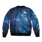 Aotearoa New Zealand New Year Bomber Jacket Tribal Koru Tattoo Blue Galaxy Maori Silver Fern