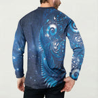 Aotearoa New Zealand New Year Button Sweatshirt Tribal Koru Tattoo Blue Galaxy Maori Silver Fern