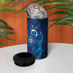 Aotearoa New Zealand New Year 4 in 1 Can Cooler Tumbler Tribal Koru Tattoo Blue Galaxy Maori Silver Fern