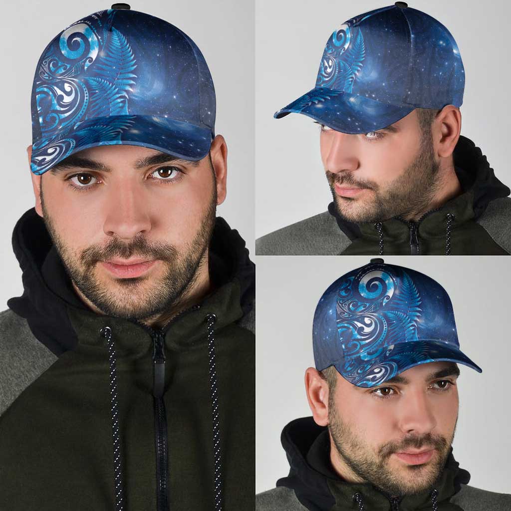 Aotearoa New Zealand New Year Classic Cap Tribal Koru Tattoo Blue Galaxy Maori Silver Fern