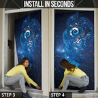 Aotearoa New Zealand New Year Door Cover Tribal Koru Tattoo Blue Galaxy Maori Silver Fern