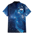Aotearoa New Zealand New Year Family Matching Tank Maxi Dress and Hawaiian Shirt Tribal Koru Tattoo Blue Galaxy Maori Silver Fern