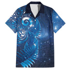 Aotearoa New Zealand New Year Hawaiian Shirt Tribal Koru Tattoo Blue Galaxy Maori Silver Fern