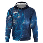 Aotearoa New Zealand New Year Hoodie Tribal Koru Tattoo Blue Galaxy Maori Silver Fern