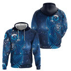 Aotearoa New Zealand New Year Hoodie Tribal Koru Tattoo Blue Galaxy Maori Silver Fern